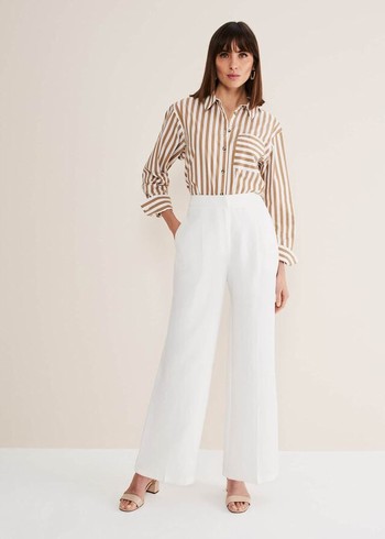 Phase Eight Bianca Wide Legs Trousers White Canada | IVPHFG-258